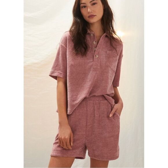 NEW Anthropologie Greylin Liguria Chenille Henley + Shorts 2P Lounge Set X-Small